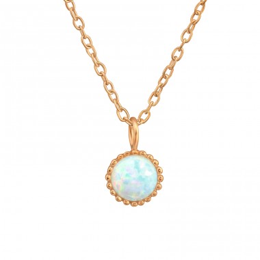 Runden Opal - 925Er Silber Halskette Mit Steinen A4S47036