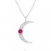 Cresecent Moon with Zirconia - 925 Sterling Silver Necklace With Stones A4S47273