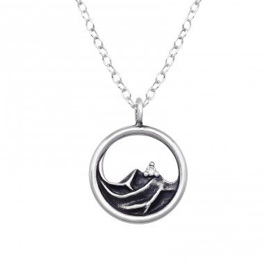 Mountain with Zirconia - 925 Sterling Silver Necklace With Stones A4S47274