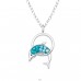 Dolphin with crystal - 925 Sterling Silver Necklace With Stones A4S47292