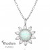 Flower with Opal and Zirconia - 925 Sterling Silver Necklace With Stones A4S47466