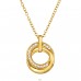 Double Rings with zirconia - 925 Sterling Silver Necklace With Stones A4S47467