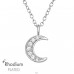 Moon with Zirconia - 925 Sterling Silver Necklace With Stones A4S47468