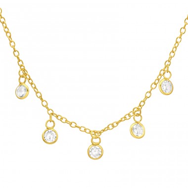 Gold plated necklace with Zirconia stones - 925 Sterling Silver Necklace With Stones A4S47472