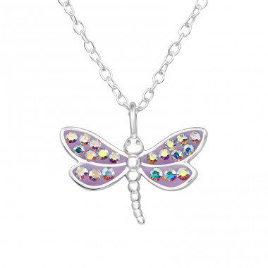 Schmetterling mit Kristallen - 925Er Silber Halskette Mit Steinen A4S47646