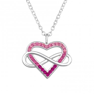 Heart Infinity with Crystals - 925 Sterling Silver Necklace With Stones A4S47955