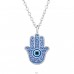 Hamsa s krištáľmi - Šperkové Striebro 925 Náhrdelníky S Kameňmi A4S47962