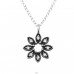 Oxidized flower with cubic zirconia - 925 Sterling Silver Necklace With Stones A4S48662