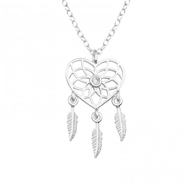 Heart-shaped dream catcher - 925 Sterling Silver Necklace With Stones A4S48665
