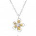 Blume mit Kristall - 925Er Silber Halskette Mit Steinen A4S49182