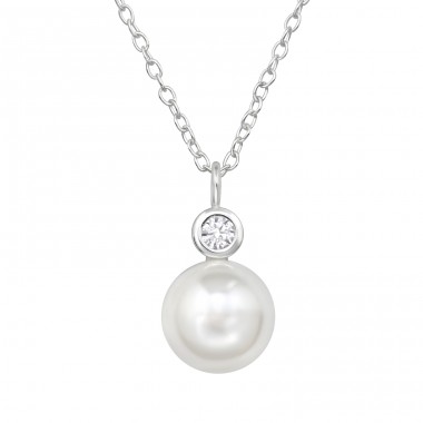 Zircon and Pearl - 925 Sterling Silver Necklace With Stones A4S49185