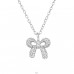 Bow with Crystals - 925 Sterling Silver Necklace With Stones A4S49186