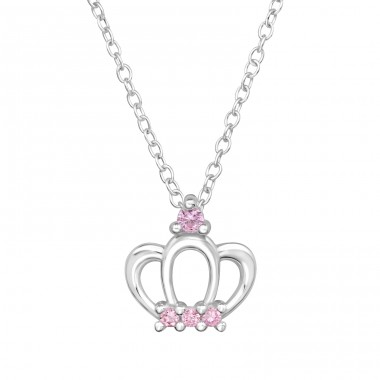 Crown with Zirconia - 925 Sterling Silver Necklace With Stones A4S49480