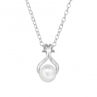 Pearl  Necklace - 925 Sterling Silver Necklace With Stones A4S49482