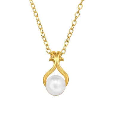 Pear - Pearl - 925 Sterling Silver Necklace With Stones A4S49483