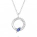 12 mm Circle with Zirconia - 925 Sterling Silver Necklace With Stones A4S49900