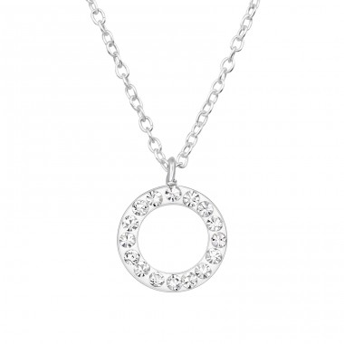 Otwarty Okrąg 9,5mm - Srebro Próby 925 Naszyjniki Zdobione Kamieniami A4S50178
