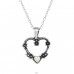 Oxidized Heart with Opal - 925 Sterling Silver Necklace With Stones A4S50262
