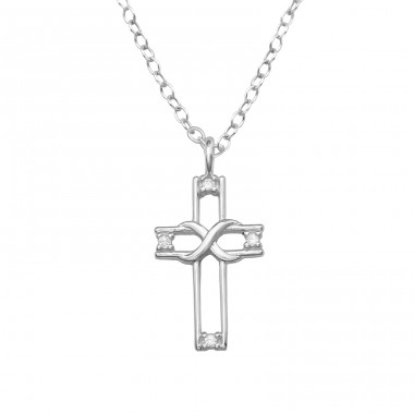 Cruce impletita cu zirconiu - Argint 925 Coliere Bijuterii A4S50646