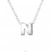 Letter "N" - 925 Sterling Silver Necklace Without Stones A4S24305