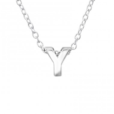 Letter "Y" - 925 Sterling Silver Necklace Without Stones A4S24313