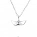3D Origami Boat - 925 Sterling Silver Necklace without stones A4S26054