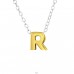 Golden "R" letter - 925 Sterling Silver Necklace Without Stones A4S29937