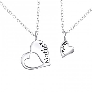 Mother And Daughter Necklace Set - 925 Sterling Silver Necklace without stones A4S30448