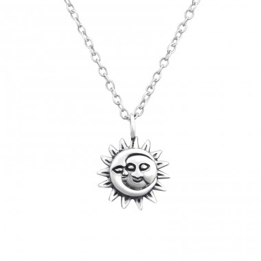 Sun And Moon - 925 Sterling Silver Necklace without stones A4S32242