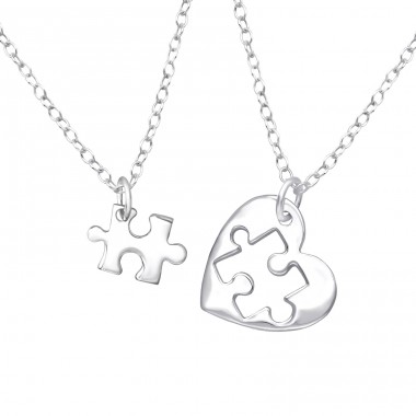 Heart Puzzle - 925 Sterling Silver Necklace without stones A4S36226