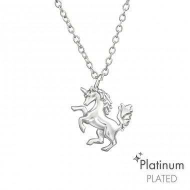 Unicorn platinum plated - 925 Sterling Silver Necklace Without Stones A4S44121