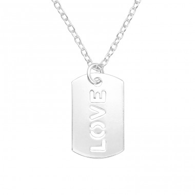 "LOVE" na platničke - Šperkové Striebro 925 Náhrdelníky Bez Kameňov A4S44254