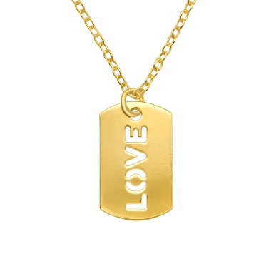 "LOVE" na pozlátenej platničke - Šperkové Striebro 925 Náhrdelníky Bez Kameňov A4S44255