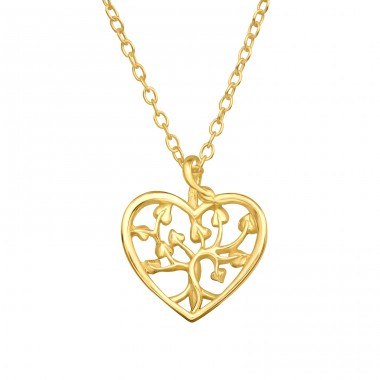 Laser Cut Heart - 925 Sterling Silver Necklace without stones A4S44689