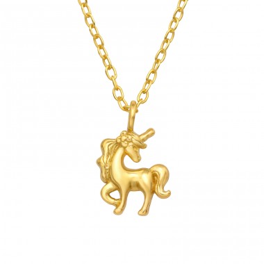 Golden Unicorn - 925 Sterling Silver Necklace Without Stones A4S44692