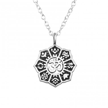 Om Symbol - 925 Sterling Silver Necklace without stones A4S44876