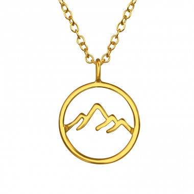 Mountain symbol gold plated - 925 Sterling Silver Necklace Without Stones A4S44950