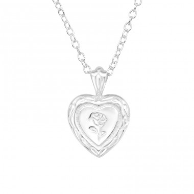 Heart Rose - 925 Sterling Silver Necklace without stones A4S45061