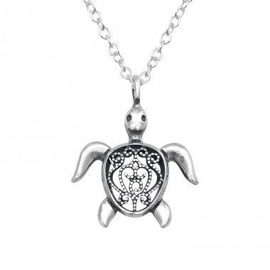Turtle with fine patterns - 925 Sterling Silver Necklace Without Stones A4S45106