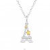 Eiffel Tower with golden stars - 925 Sterling Silver Necklace Without Stones A4S45191