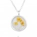 Golden Flower on vintage medalion - 925 Sterling Silver Necklace Without Stones A4S45194