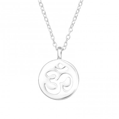 Om Symbol - 925 Sterling Silver Necklace Without Stones A4S45245