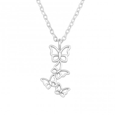 Butterfly family all together - 925 Sterling Silver Necklace Without Stones A4S45313