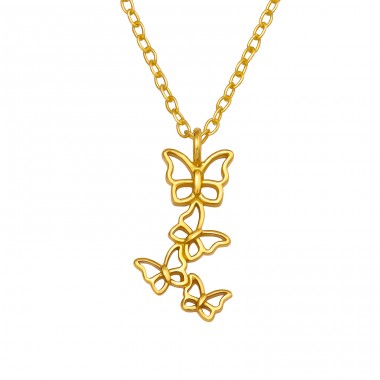 Golden Butterfly family - 925 Sterling Silver Necklace Without Stones A4S45314