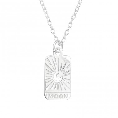 Laser Cut Moon - 925 Sterling Silver Necklace without stones A4S45814
