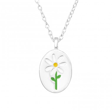 Daisy Flower plate - 925 Sterling Silver Necklace Without Stones A4S45867
