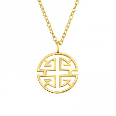 Golden Korean Zen symbol - 925 Sterling Silver Necklace Without Stones A4S45998