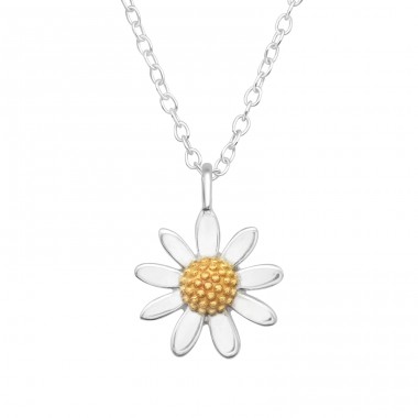 Daisy Flower Necklace - 925 Sterling Silver Necklace Without Stones A4S46484