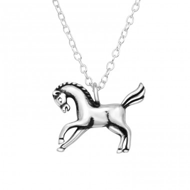 Horse oxidized - 925 Sterling Silver Necklace Without Stones A4S46491