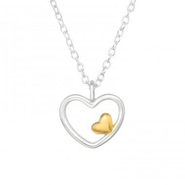 Double Heart Necklace - 925 Sterling Silver Necklace Without Stones A4S46492